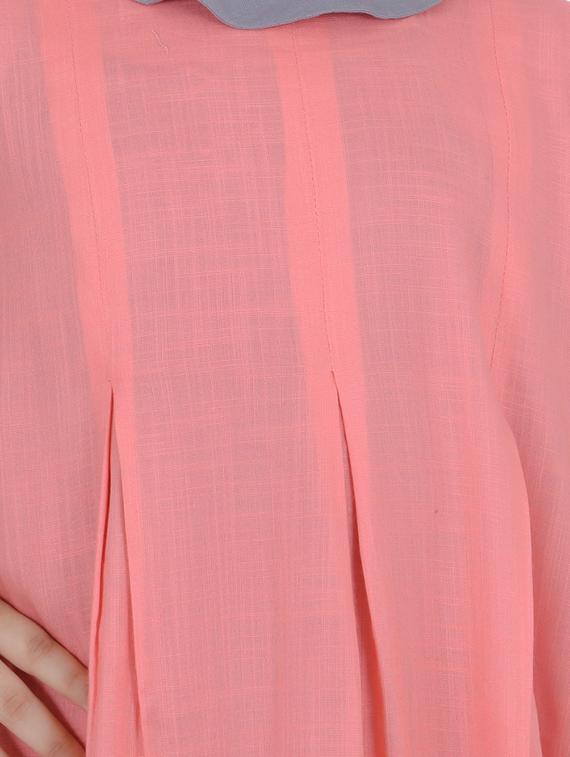 contrast neck pleated frock - 16712254 - Zoom Image - 4