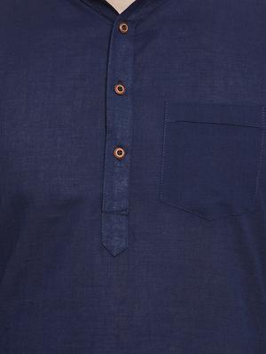navy blue solid long kurta - 16712275 - Standard Image - 4