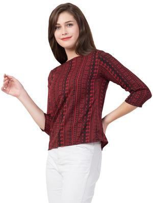 boat neck printed top - 16712320 - Standard Image - 2