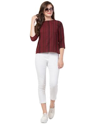 boat neck printed top - 16712320 - Standard Image - 4