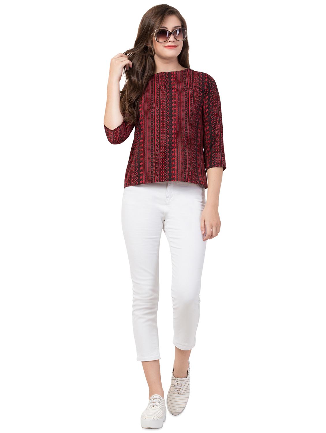 boat neck printed top - 16712320 - Zoom Image - 4