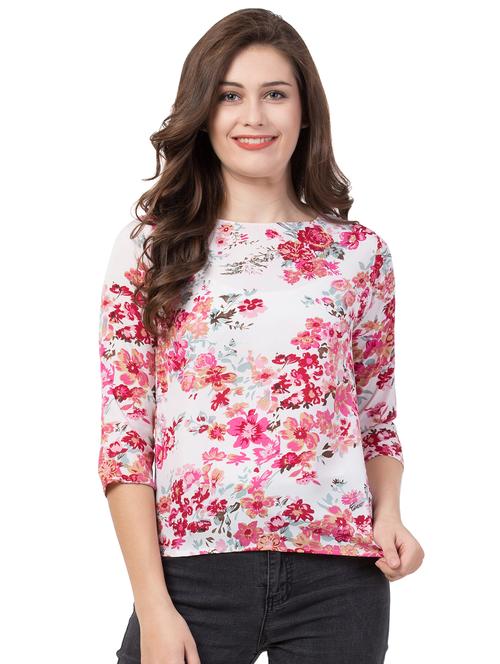 boat neck floral top - 16712322 - Standard Image - 1
