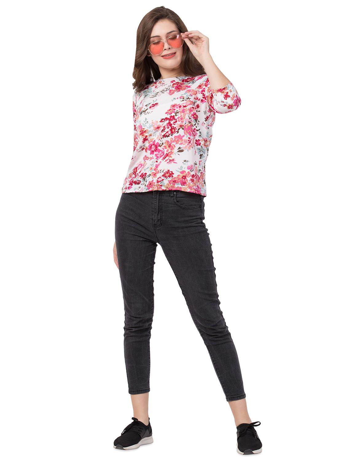 boat neck floral top - 16712322 - Zoom Image - 4