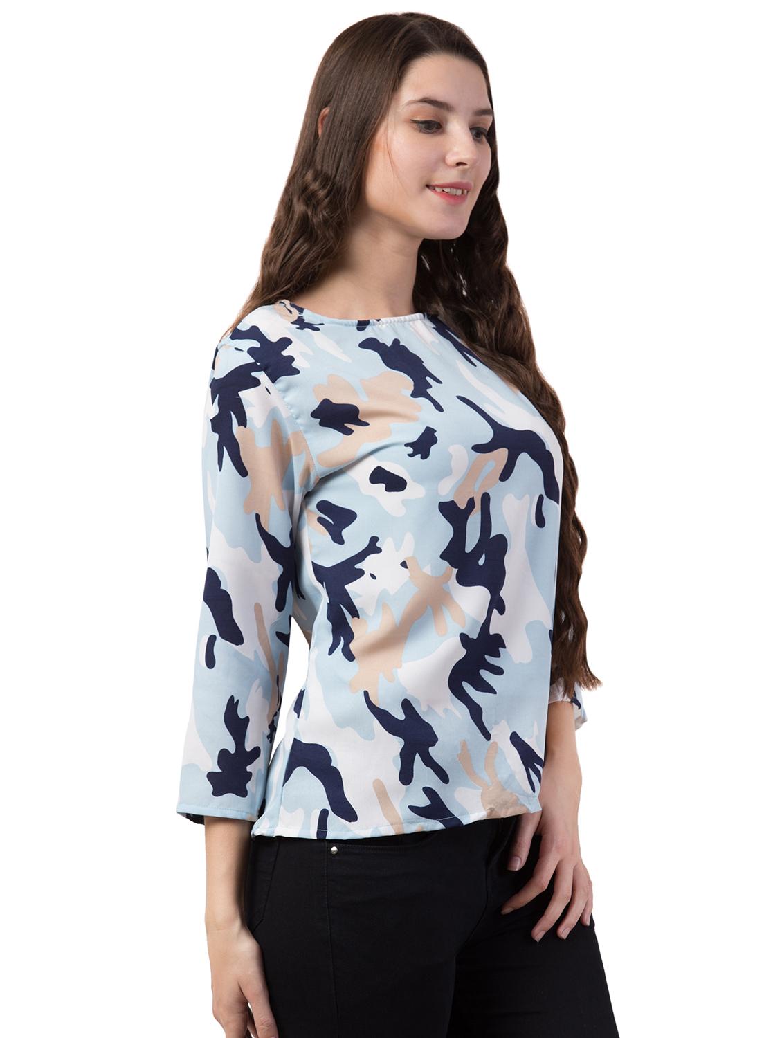 boat neck camouflage top - 16712323 - Zoom Image - 2