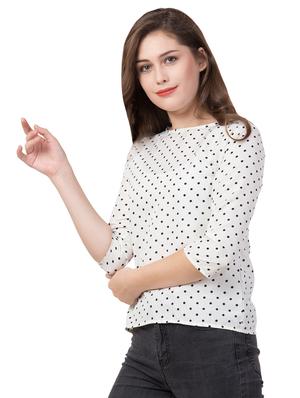 boat neck polka dot top - 16712326 - Standard Image - 2