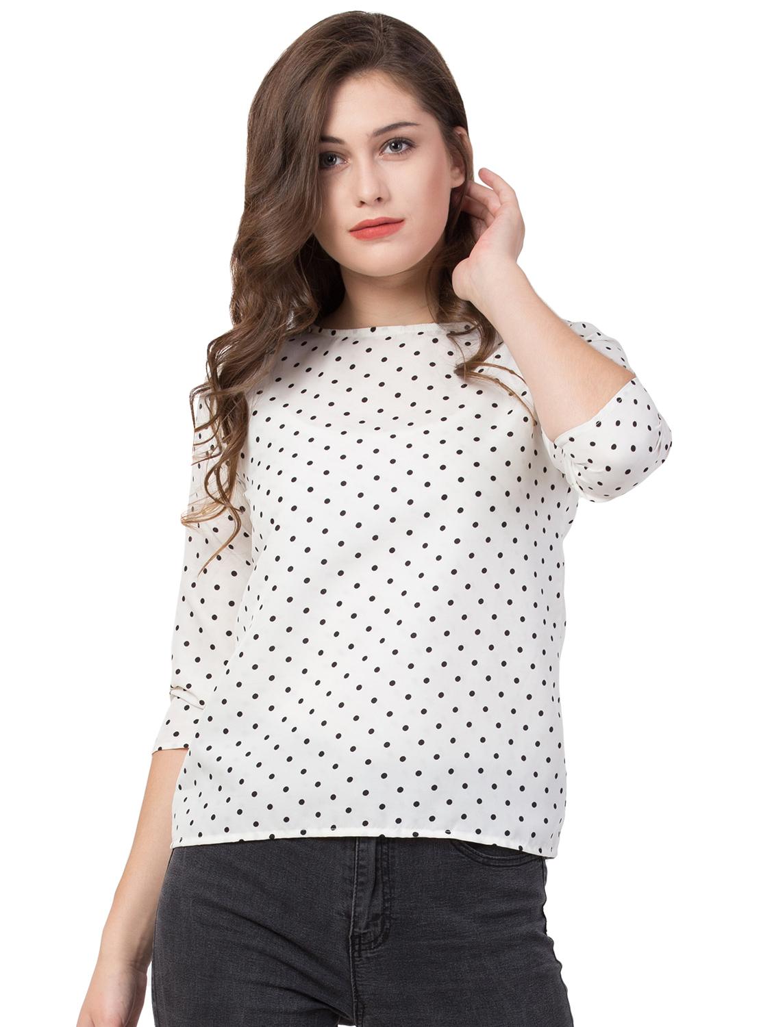 boat neck polka dot top - 16712326 - Zoom Image - 1