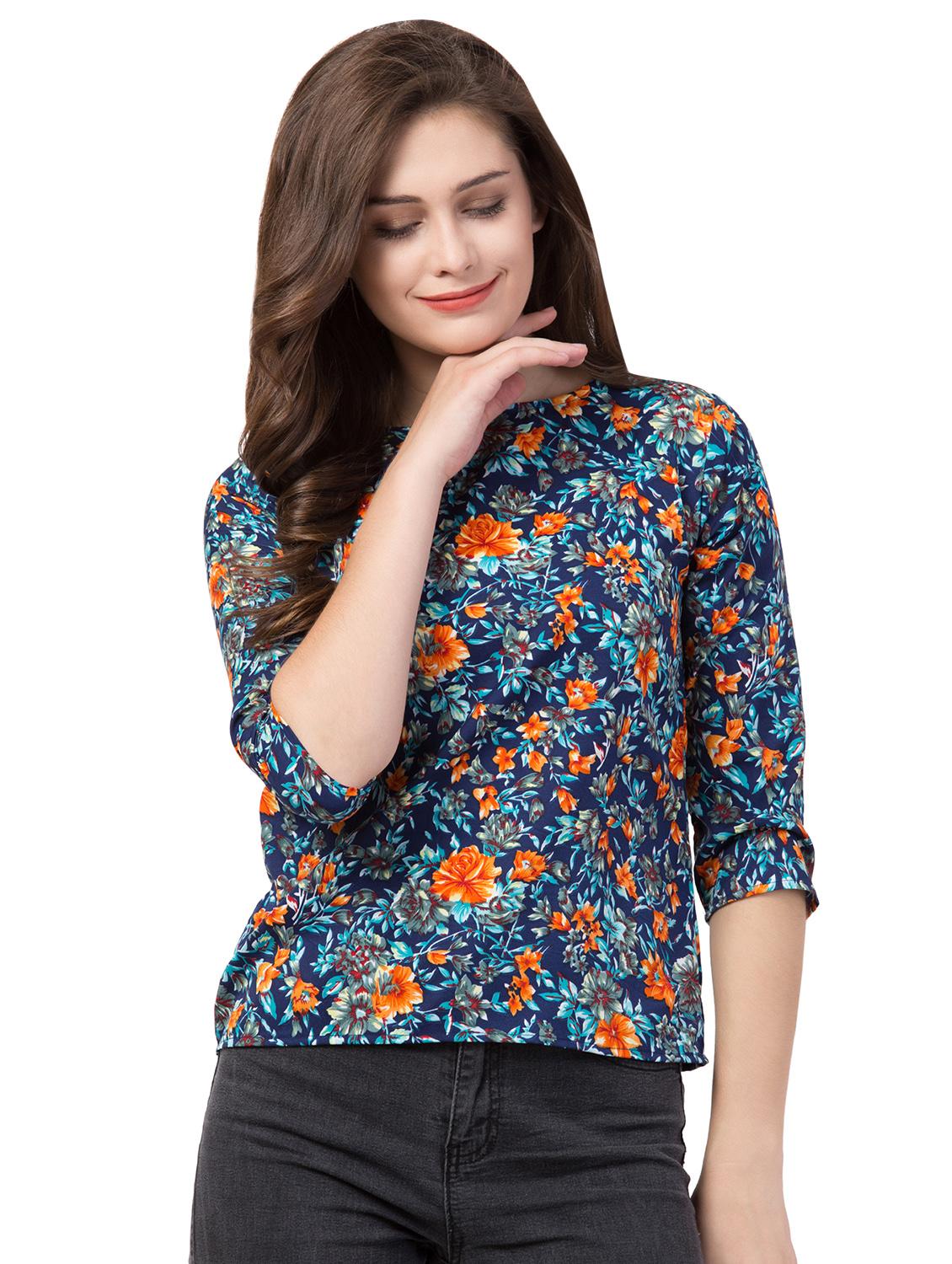 boat neck floral top - 16712328 - Zoom Image - 1