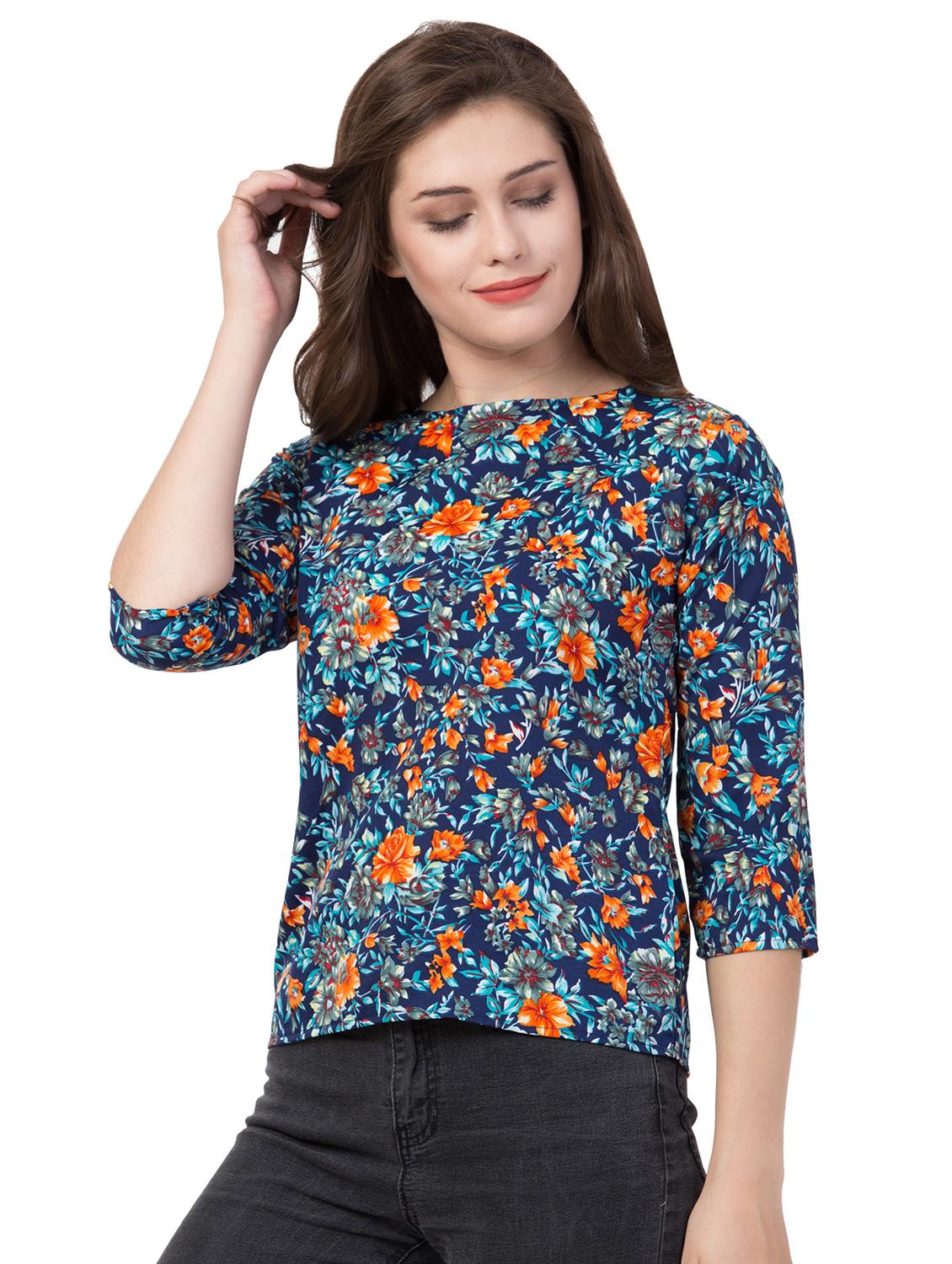 boat neck floral top - 16712328 - Zoom Image - 2