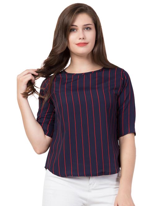 round neck striped top - 16712330 - Standard Image - 1