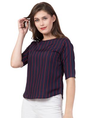 round neck striped top - 16712330 - Standard Image - 2