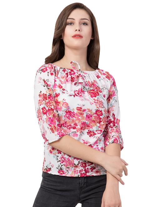 off shoulder floral top - 16712340 - Standard Image - 1