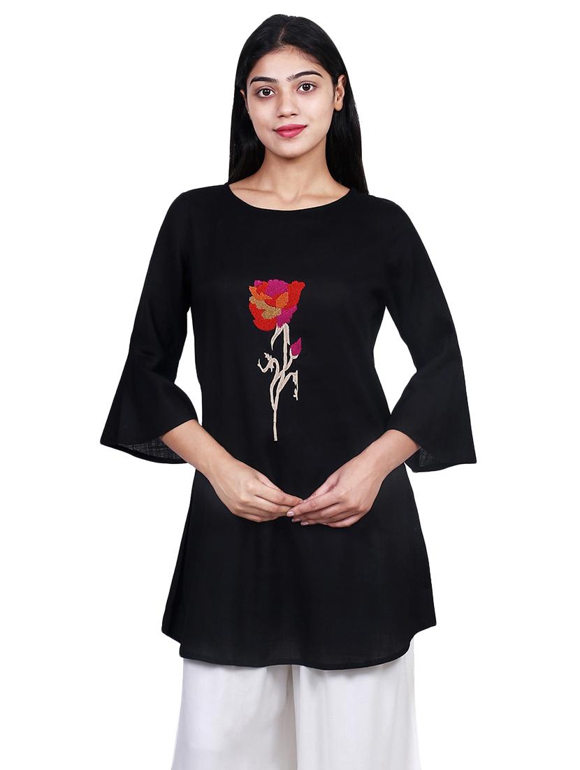 embroidered solid kurti - 16712378 - Zoom Image - 1