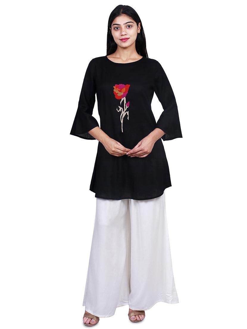 embroidered solid kurti - 16712378 - Zoom Image - 4