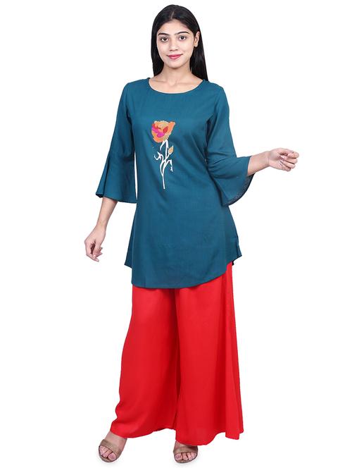 embroidered a-line kurta - 16712381 - Standard Image - 1