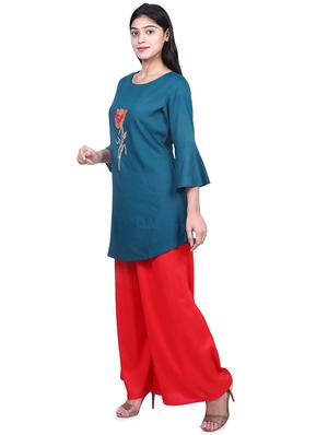 embroidered a-line kurta - 16712381 - Standard Image - 2