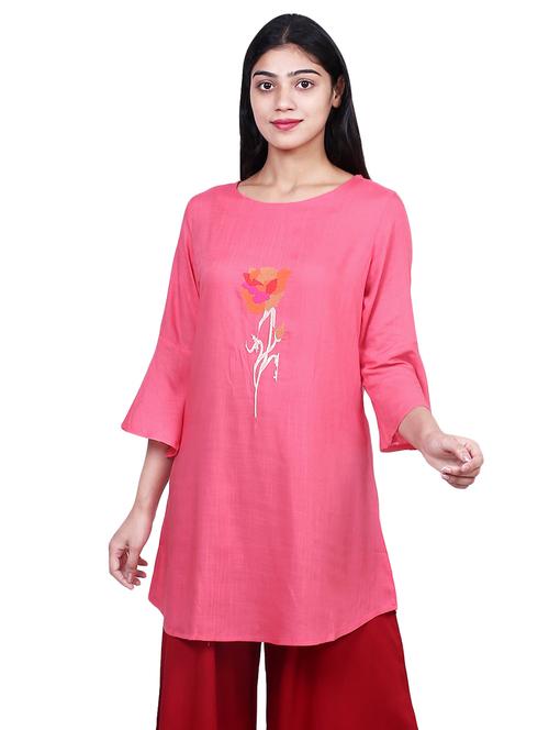 embroidered solid kurti - 16712383 - Standard Image - 1