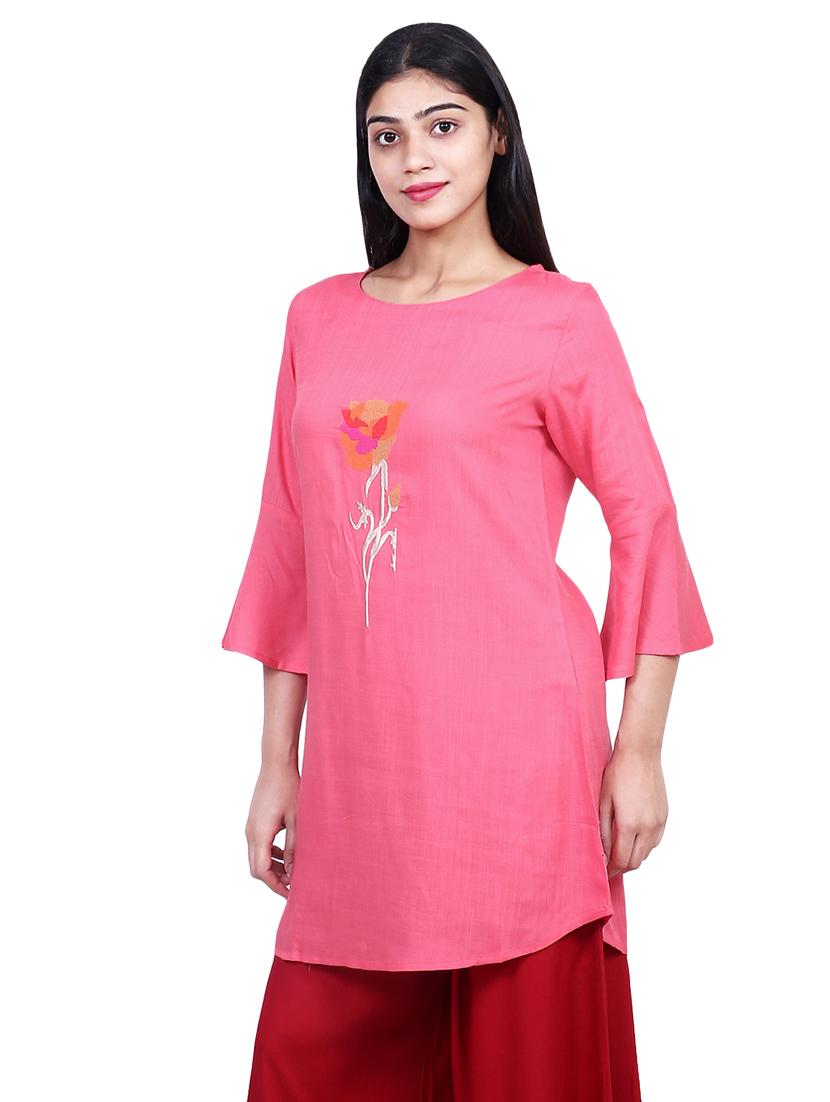 embroidered solid kurti - 16712383 - Zoom Image - 2