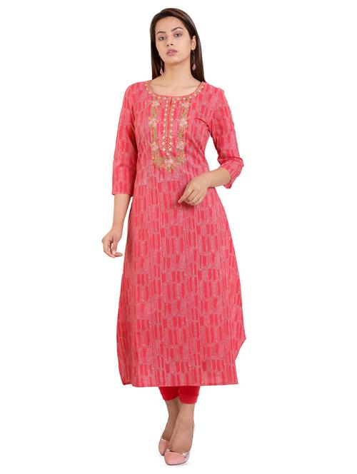 printed a-line kurta - 16712483 - Standard Image - 1