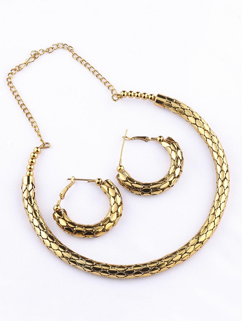 gold metal necklaces and earring - 16712490 - Zoom Image - 2