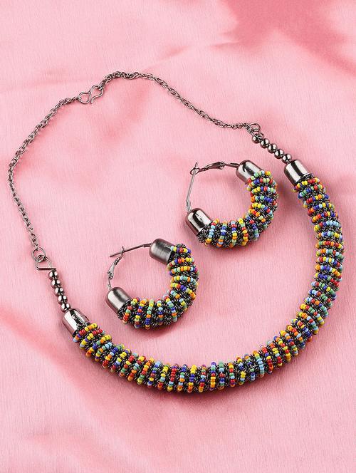 multi colored metal necklaces and earring - 16712493 - Standard Image - 1