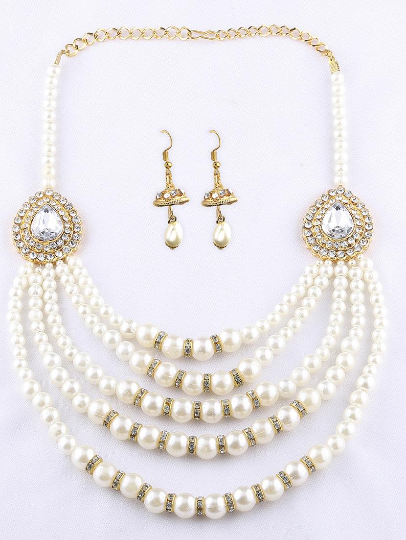 white metal necklaces and earring - 16712497 - Zoom Image - 2