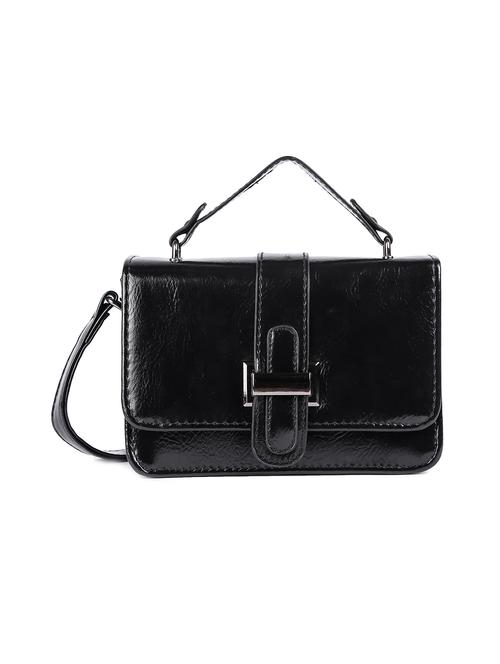 black leatherette (pu) regular sling bag - 16712579 - Very Small Image - 1