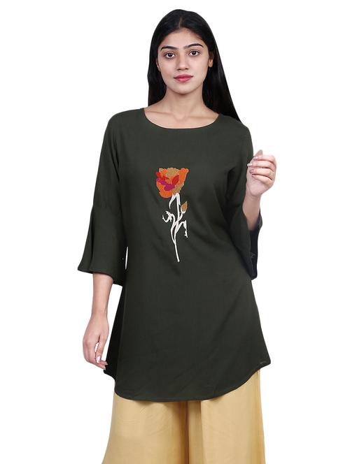 embroidered solid kurti - 16712615 - Standard Image - 1