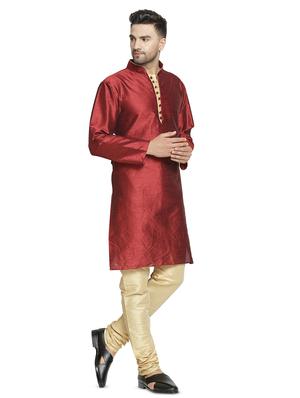 maroon solid kurta pyjama set - 16712662 - Standard Image - 2