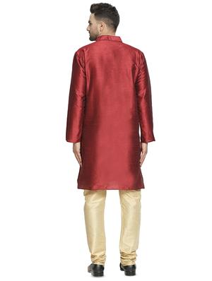 maroon solid kurta pyjama set - 16712662 - Standard Image - 3
