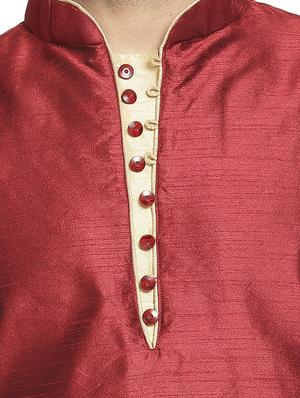 maroon solid kurta pyjama set - 16712662 - Standard Image - 4