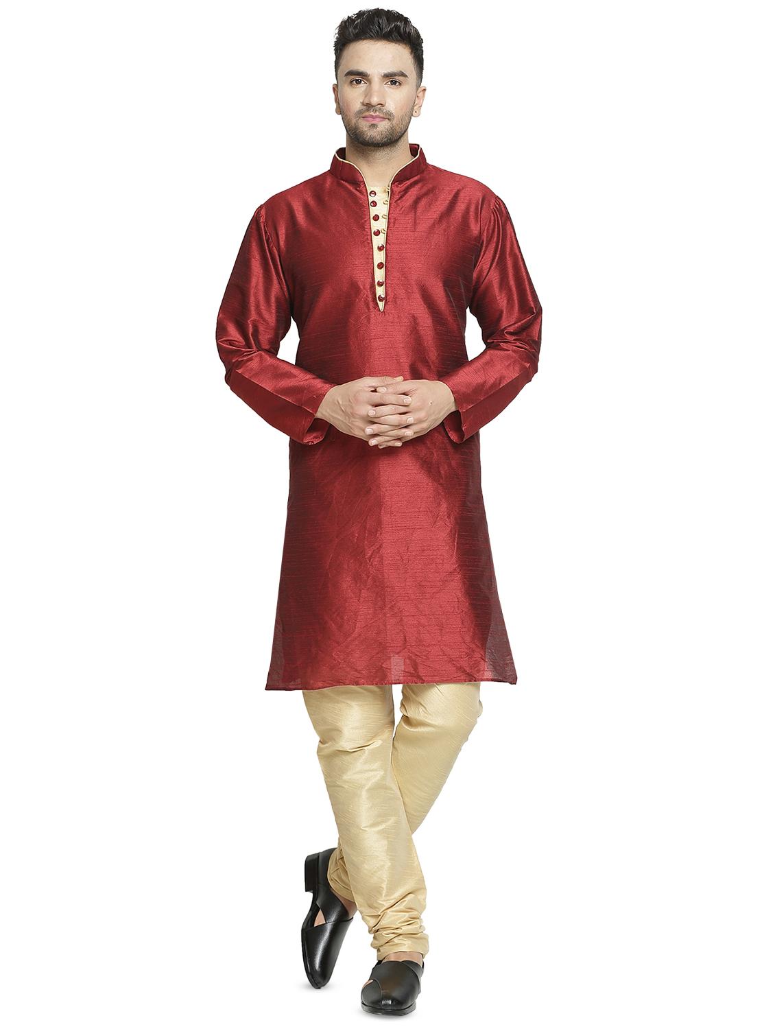 maroon solid kurta pyjama set - 16712662 - Zoom Image - 1