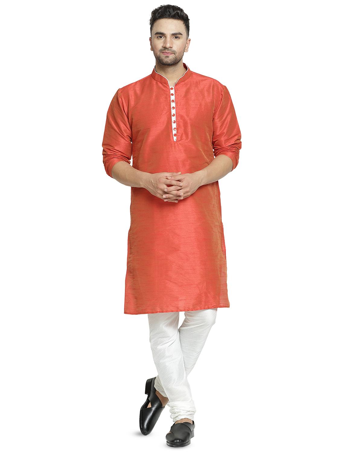 orange solid kurta pyjama set - 16712664 - Zoom Image - 1