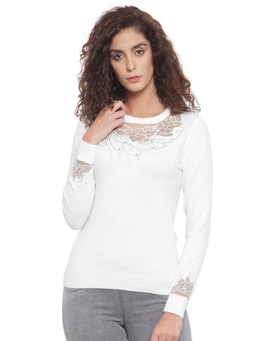 round neck embellished pullover - 16712711 - Standard Image - 1