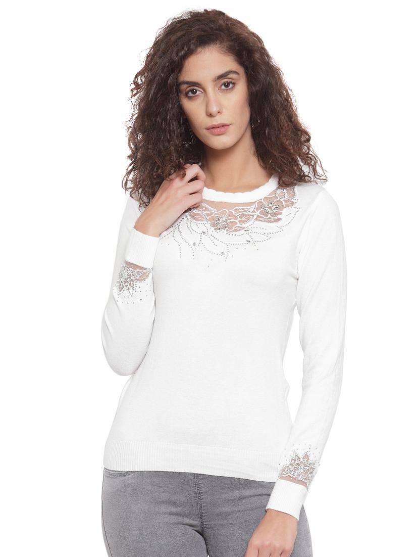 round neck embellished pullover - 16712711 - Zoom Image - 1