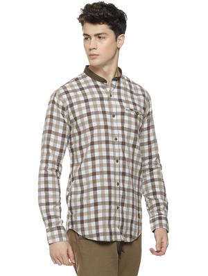 brown checkered casual shirt - 16712751 - Standard Image - 2