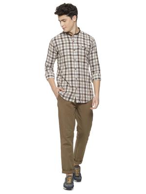 brown checkered casual shirt - 16712751 - Standard Image - 4