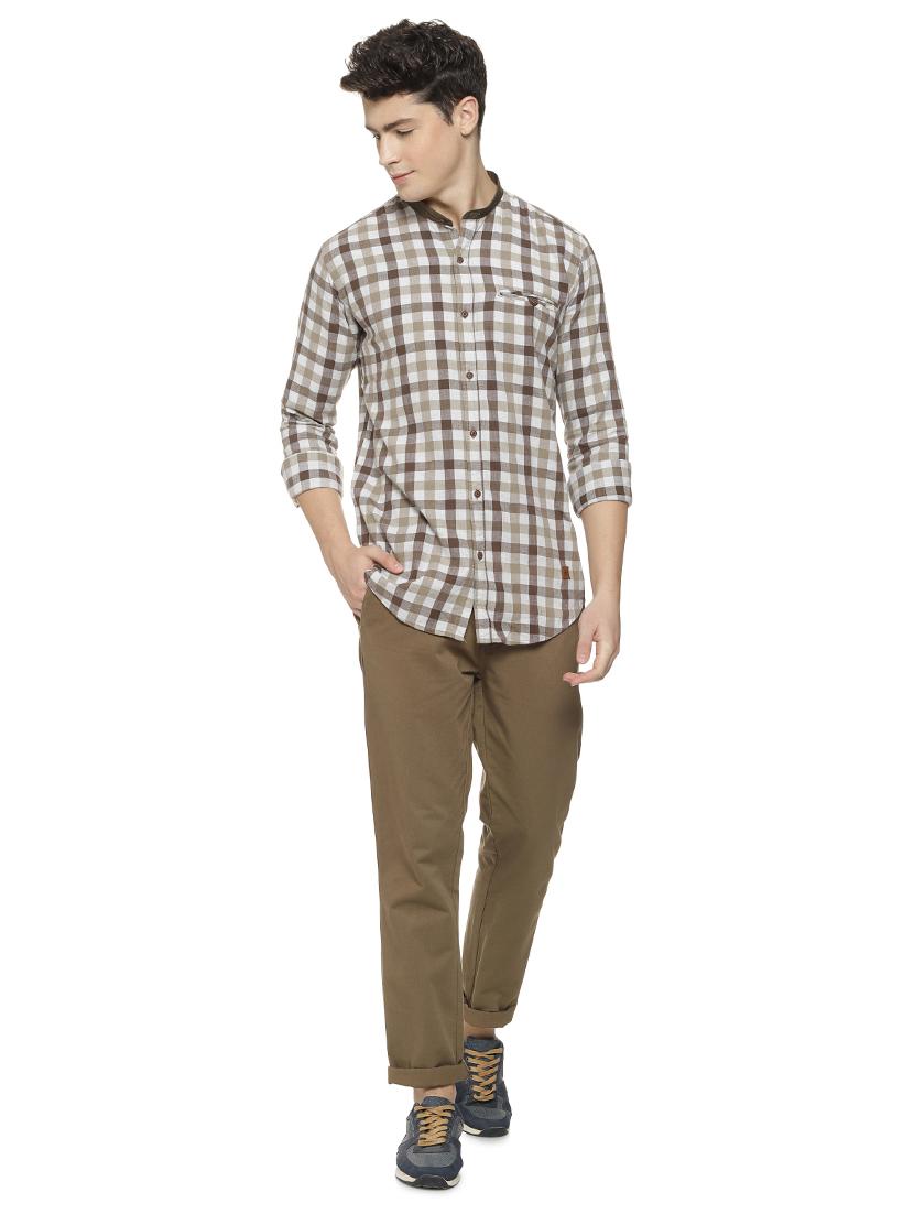 brown checkered casual shirt - 16712751 - Zoom Image - 4