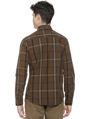 brown checkered casual shirt - 16712752 - Standard Image - 3