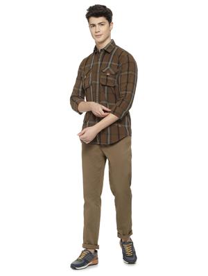brown checkered casual shirt - 16712752 - Standard Image - 4
