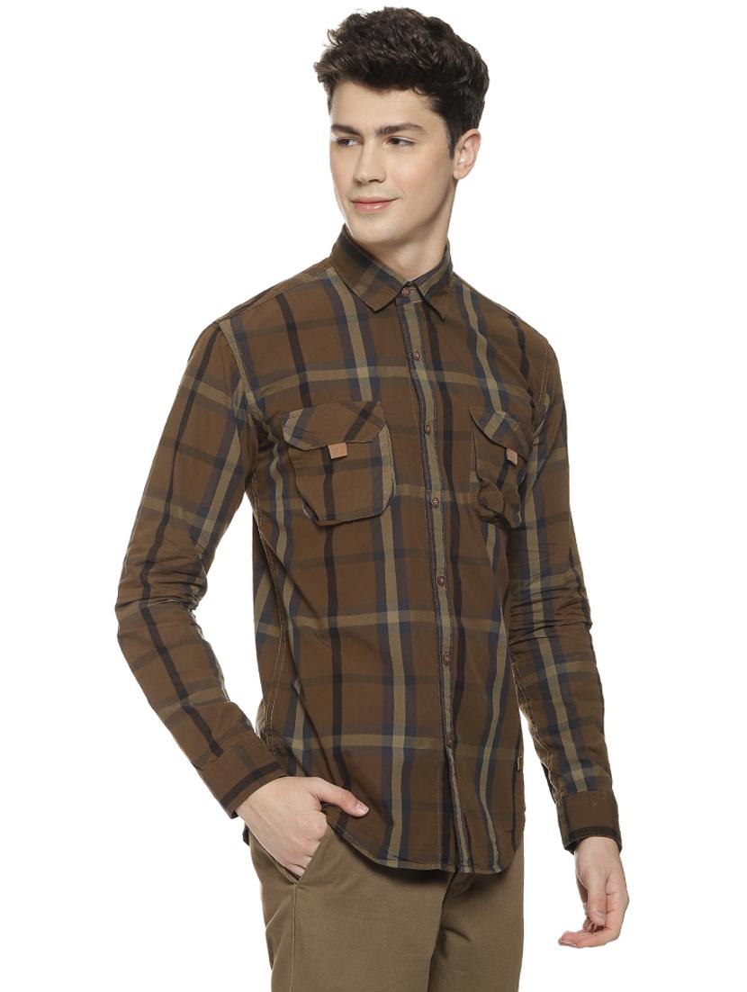 brown checkered casual shirt - 16712752 - Zoom Image - 2