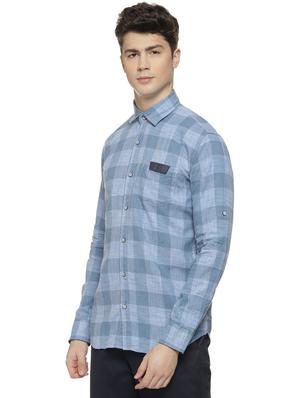 light blue checkered casual shirt - 16712753 - Standard Image - 2