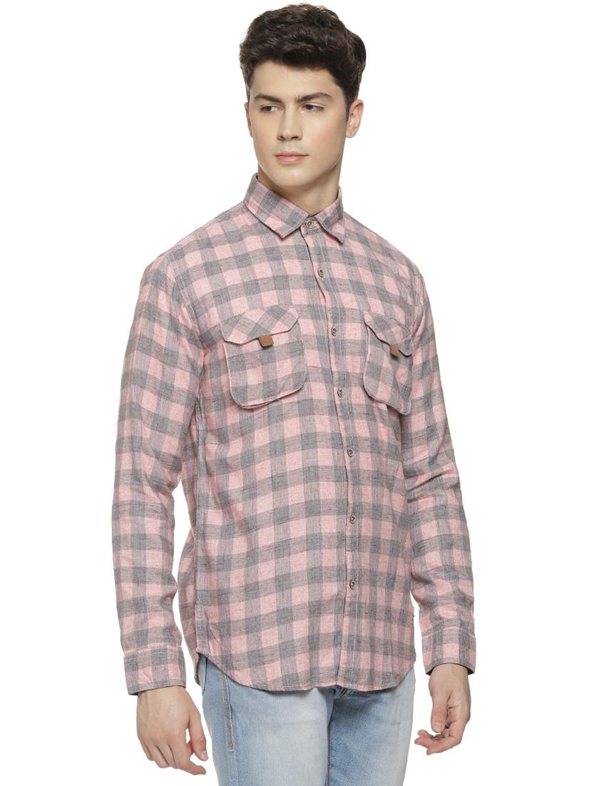 pink checkered casual shirt - 16712755 - Zoom Image - 2