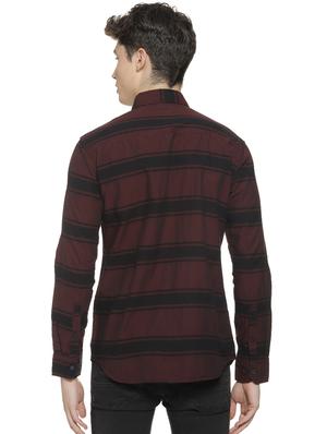 maroon striped casual shirt - 16712758 - Standard Image - 3