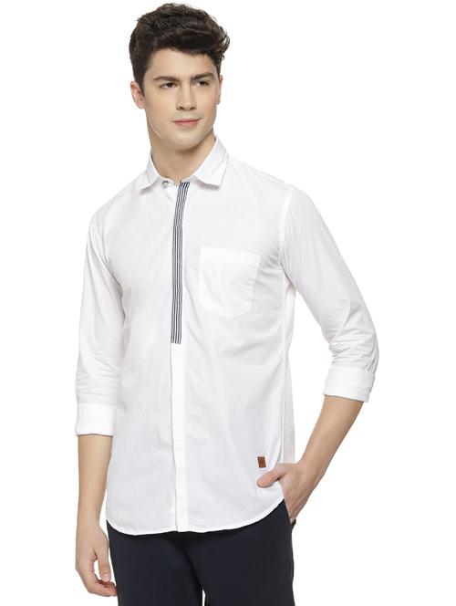 white taped casual shirt - 16712761 - Standard Image - 1
