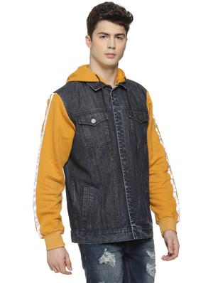 grey color block denim jacket - 16712762 - Standard Image - 2