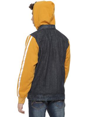 grey color block denim jacket - 16712762 - Standard Image - 3