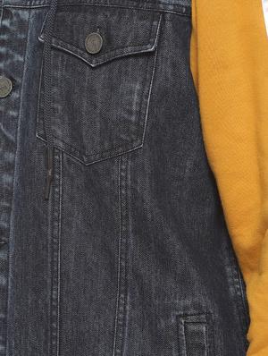 grey color block denim jacket - 16712762 - Standard Image - 5