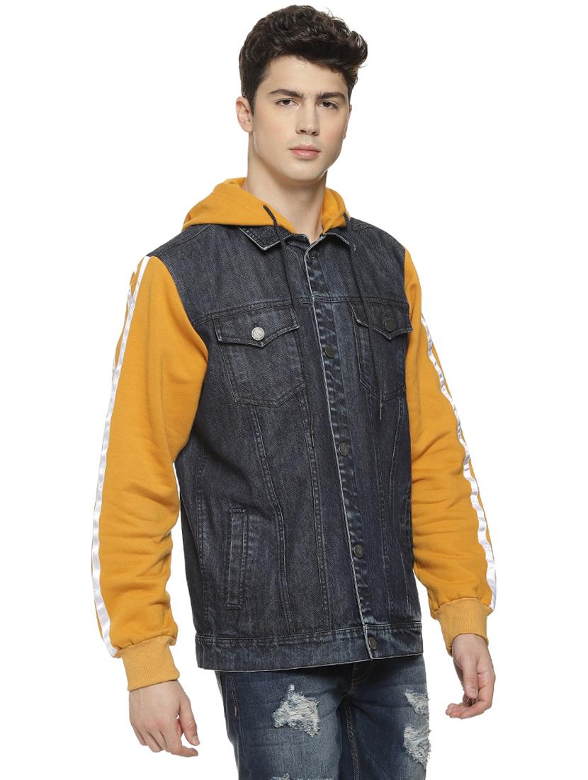 grey color block denim jacket - 16712762 - Zoom Image - 2