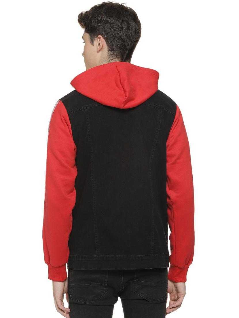 black color block denim jacket - 16712765 - Zoom Image - 3