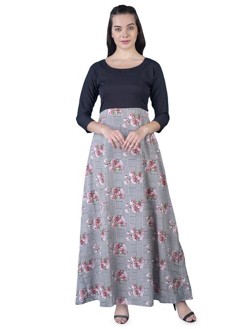 round neck checkered a-line dress - 16712781 - Standard Image - 1